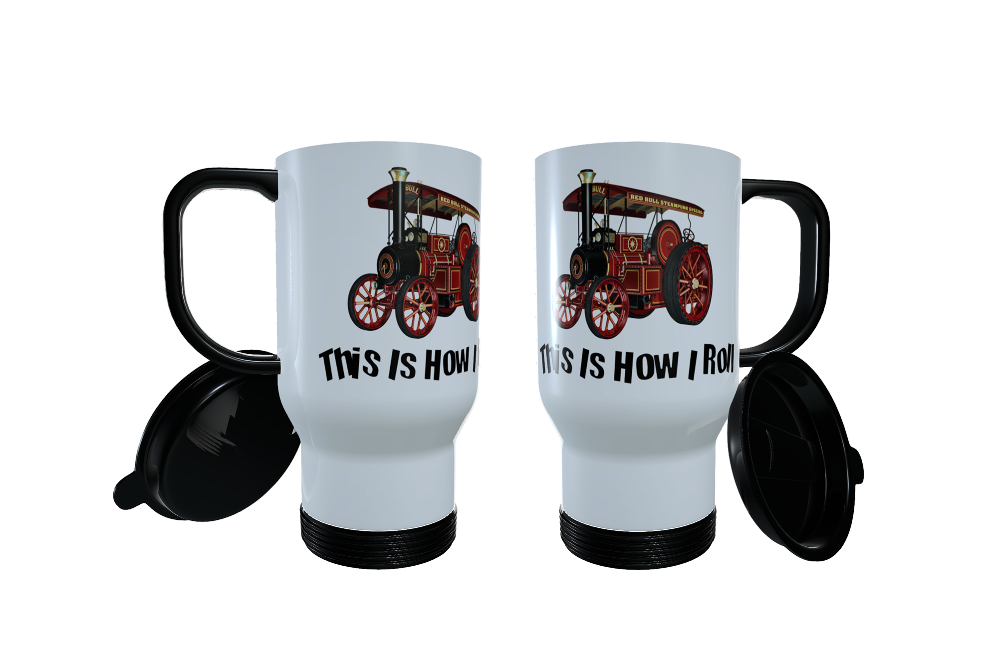 Steam Engine Travel Mug - This is how I roll, Tractor Travel Mug